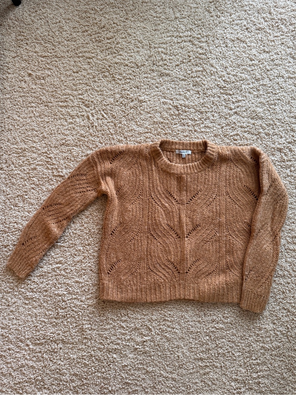 Madewell Tan Cable Crewneck Sweater
